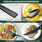 CEKEE 72-Piece Black Silverware Set with Steak Knives, Stainless Steel Flatware Set for 12, Tableware Cutlery Set, Kitchen Utensils Set for Home & Restaurant, Heavy Duty & Mirror Finished