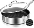 LOLYKITCH 3 Quarts Hybrid Stainless Steel Nonstick Sauté Pan,Skillet,10 Inch Induction Deep Frying Pan,Dishwasher and Oven Safe,Riveted Handle.