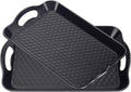 Plastic Tray with Handles, 2 Pack Multi-Purpose Rectangular Non Slip Restaurant Serving Trays Set for Parties, Coffee Table, Kitchen(9.5x14.6 inch)