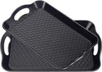 Plastic Tray with Handles, 2 Pack Multi-Purpose Rectangular Non Slip Restaurant Serving Trays Set for Parties, Coffee Table, Kitchen(9.5x14.6 inch)