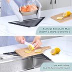 Corner Sink Caddy, Ohuhu Sponge Holder for Kitchen Sink Organizer Silicone Wrapped Steel Anti Slip Rust Triangle Over the Sink Dish Drying Rack for Sink Corner Multipurpose Drainer Trivet Space-Saving