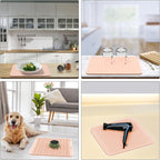 ZLR Silicone Dish Drying Mat 12" x 12" Square - Small Heat Resistant Trivet & Countertop Protector for Air Fryer, Coffee Maker - Waterproof Kitchen Drain Pad for Cups, Fruit (Peach Pink)