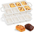 FUNBAKY Mini Loaf Pans with Metal Frame - Silicone Mini Bread Loaf Pans 8-Cavity BPA Free Nonstick for Baking Banana Bread, Cakes, Brownies, Meatloaf 2 Pack