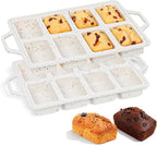 FUNBAKY Mini Loaf Pans with Metal Frame - Silicone Mini Bread Loaf Pans 8-Cavity BPA Free Nonstick for Baking Banana Bread, Cakes, Brownies, Meatloaf 2 Pack