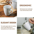 MONITO Coffee Mugs Sets, Large Ceramic Coffee Mugs，Modern Coffee Mugs Set with handle for Tea/Latte/Cappuccino/Milk/Cocoa, Funny Tea Cups for Office and Home (4, Light blue)