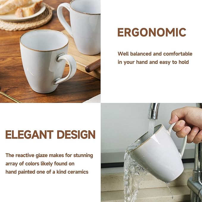 MONITO Coffee Mugs Sets, Large Ceramic Coffee Mugs，Modern Coffee Mugs Set with handle for Tea/Latte/Cappuccino/Milk/Cocoa, Funny Tea Cups for Office and Home (4, Light blue)