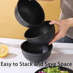 Unbreakable Wheat Straw Cereal Bowls Set of 4, 24 OZ Microwave and Dishwasher Safe Lightweight Soup and Salad Bowl Sets, Reusable Dessert Bowls for Rice, Pasta, Snack, Fruit, BPA Free (Black)
