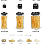 Felli Flip Tite Storage Container with Lid 6" XL Air Tight Ring Lock Top, Clear Acrylic Canister Set for Kitchen, Pet Cat Dog Food Treats (Nest-L, Black) NLQUA4-050(870191)