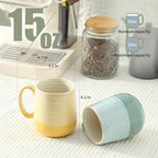 HASENSE Coffee Mugs Set of 4, 15 oz Large Ceramic Cups with Handle for Women Men, Milk, Soup, Tea Cup Set for Latte,Cappuccino, Microwave & Dishwasher Safe for Home Office（Colorful）