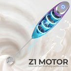Zulay Kitchen Patented Tornado Triple Whisk Milk Frother with 4 Duracell Batteries – Handheld Foam Maker for Coffee, Lattes, Matcha & Hot Chocolate – Rich, Creamy Froth in Seconds