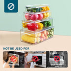 4 Piece Refrigerator Organizer Bins, Clear Fridge Organizers and Storage, Stackable with Lids, Food Storage Containers for Fruit, Vegetable, Drinks, Cereals