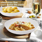 Wrova Salad Bowls 10inch Serving Bowls 65oz Large Salad Bowls Wheat Straw Bowls Set of 2 Wide and Shallow Plastic Salad Bowl for Kitchen Microwave & Dishwasher Safe.White