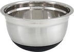 Winco Mixing Bowl with Silicon Base, 5-Quart, Stainless Steel, Black