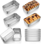 E-far Mini Loaf Pan Set of 10, Small Stainless Steel Bread Baking Pans for Oven, 6.3 x 3.5 Inch Tiny Meatloaf Pans for Homemade Bread Pound Cake Brownies, Non-toxic & Dishwasher Safe