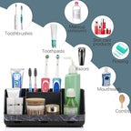 GFWARE Marble Black Toothbrush Holders for Bathrooms - Detachable 7 Slots Bathroom Organizer Countertop Matte Black Electric Toothbrush and Toothpaste Holder for Bathroom Counter Vanity Sink Storage