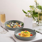 Kyraton Pasta Bowls Set of 4, 37oz Salad Bowls Soup Bowls Large Pasta Serving Bowl Plastic Unbreakable Serving Dishes Dinner Bowls (Grey)