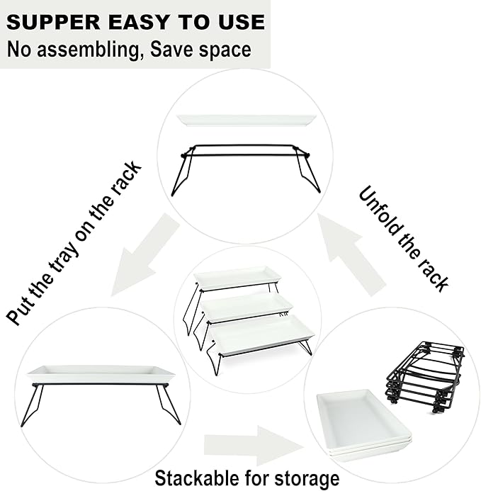 Czlizdyt Extra Large 3 Tier Serving Tray Set, 24x22x9.7 inch Cupcake Fruit Cookie Dessert Table Display Stands Melamine Tiered Platters Food Trays for Party Buffet Entertaining, White