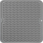 MicoYang Silicone Dish Drying Mat for Multiple Usage,Easy clean,Eco-friendly,Heat-resistant Silicone Mat for Kitchen Counter or Sink,Refrigerator or Drawer liner Grey M 12 inches x 12 inches