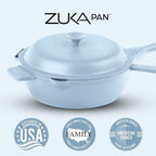 ZUKA 10 in 1 Ceramic Pan by Granitestone, Large 10 Inch Saute Pan with Lid Serves as Deep Frying Pan Set with Steamer, Everyday Skillet, Non Toxic Ceramic Nonstick, Induction Oven & Dishwasher Safe