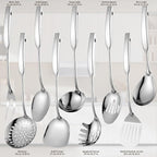 9PCS Silverware Set for 304 Stainless Steel Kitchen Utensils Set Cooking Utensil Set, 15 Inches All Metal Cooking Tools Wok Kitchen Cookware Set with Spatula Useful Pots and Pans Accessories