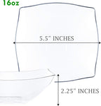 PLASTICPRO Disposable Square Serving Bowls, Party Snack or Salad Bowl, Plastic Clear or White Pack of 4 (16 OUNCE, Clear)