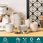 vancasso 16 oz Coffee Mugs Set of 6, Large Ceramic Mug with Handle, Unique Glaze Coffee Cups for Latte, Cappuccino & Hot Cocoa, Dishwasher & Microwave Safe, Gray, Series PLAYA