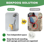 2-in-1 Diatomite Sponge Holder for Kitchen Sink, Quick-Drying Dish Sponge and Brush Holder, Dish Wand Holder, Diatomite Stone Sink Tray, Ultra Absorbent Sinks Caddy Organizer,White