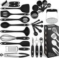Kaluns Silicone Kitchen Utensils Set 24 Pcs Silicone Cooking Utensils Set - Can Opener, Masher, Turner, Spatula 446°F Heat Resistant Non-Stick - Premium Utensil Set