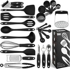 Kaluns Silicone Kitchen Utensils Set 24 Pcs Silicone Cooking Utensils Set - Can Opener, Masher, Turner, Spatula 446°F Heat Resistant Non-Stick - Premium Utensil Set