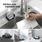 MicoYang Silicone Bathroom Soap Dishes with Drain Spout-Bathroom and Kitchen Sink Organizer,Sponge Holder,Dish Soap Tray,Perfect for Dispenser,Scrubber,Bottle,Cup on Sink or Counter-Black 4.9"×3.2"