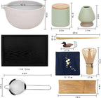 Artcome Japanese Matcha Tea Set, Matcha Bowl with Pouring Spout, Black Tea Tray, Matcha Whisk, Ceramic Whisk Holder, Matcha Powder Caddy, Handmade Matcha Ceremony Kit For Japanese Tea Ceremony (10Pcs)