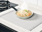 Surpahs 20.5 x 15.5 Inch Roll-Up Dish Drying Rack, Fits Across Sink Openings up to 19.5 Inches, Heavy-Duty Premium Silicone, Strong Support, Non-Slip, Heat-Resistant, Warm Gray