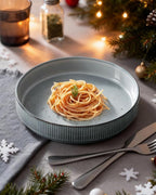 famiware Star 7.5" Pasta Bowls Set, Salad Bowl Set of 4, Double Reactive Glaze, Stackable, Ideal for Your Friend for Housewarming, Festivals, Smoky Blue (Pack of 2)