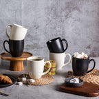 AmorArc 16oz Coffee Mugs Set of 6, Large Ceramic Coffee Mugs for Man, Woman, Dad, Mom, Modern Coffee Mugs Set with handle for Tea/Latte/Cappuccino/Cocoa. Dishwasher&Microwave Safe, Multi-Color