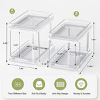 Delamu 2-Tier Bathroom Under Sink Organizers and Storage, Pull Out Cabinet Drawers with Anti-Slip Design & Two Sizes, Multi-Purpose Storage for Kitchen, Pantry, Bathroom & Home Organization, 2 Pack