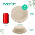 32 oz 68-Pack Large Compostable Paper Bowls, Disposable Meal Prep & Takeout Bowls, Heavy-Duty Bagasse Bowls for Ramen, Salad & Large Portions, Microwave & Freezer Safe, Eco-Friendly(Natural)