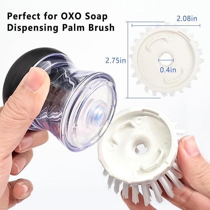 4 Pack Brush Refills for OXO Dish Brush Refill B, Brush Head Replacement OXO Dish Brush Replacement Head（White Round）