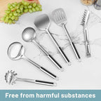 Pleafind Stainless Steel Cooking Utensils Set, 6 Pcs Heat Resistant Kitchen Utensils Set, Nonstick Kitchen Tools for Cooking, Baking, Metal Spatula Set for Chef, Dishwasher Safe