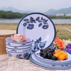 Melamine Dinnerware Set 12-Piece for 4 Dish Set Plates Bowls Unbreakable Dishware for Indoor Outdoor Use Lightweight Durable for Camping Picnics Parties Dark blue