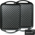 Large Anti-Slip Serving Tray with Handles, Dual Rubber Grippy Lap Food Trays for Eating, Dinning, Breakfast, on Couch/TV, Black - Set of 2