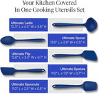 GIR: Get It Right 5-Piece Silicone Ultimate Kitchen Utensils Set - Ladle, Spatula, Flip, Spoon & Spoonula - Non-Toxic Cooking Utensils for Nonstick Cookware, Cooking and Baking - Navy