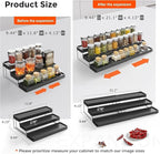 Expandable Spice Rack Organizer - 3 Tier Adjustable Spice Organizer for Cabinet & Countertop - Easy Visibility - Black