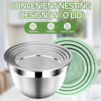 Mixing Bowls with Lids Set, Stainless Steel Mixing Bowl Set with Colander, Strainer with Bowls - Pistachio