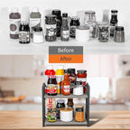 Giikin Countertop Shelf Organizer, 2 Tier Kitchen Spice Rack Organizer for Countertop, Wood Coffee Counter Shelf Organizer for Home (Grey, S)