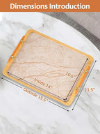 JUPELI 16" x 12" Bamboo Serving Tray with Handles – Marble Pattern Decorative Rectangle Tray for Coffee Table, Kitchen, Vanity, Bathroom, or Ottoman – Perfect for Bread Food Fruit Display & Storage