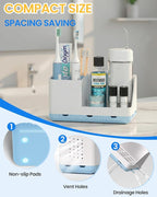 Toothbrush Holders for Bathroom Counter - Detachable Bathroom Organizer and Storage Electric Toothbrush and Toothpaste Holder, Bathroom Decor Accessories for Countertop, Shower, Sink