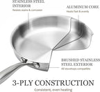 CAROTE 7-Piece Tri-Ply Stainless Steel Frying Pan Set, Skillet Set 8"/10"/12", Induction Compatible, Oven & Dishwasher Safe, Silver Handle