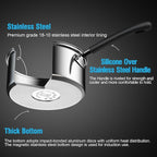 Cook N Home 3 Quart Stainless Steel Saucepan Set with Lid, Induction Compatible Milk Pots, Stay-Cool Silicone Handle, Mirror Polished 18/10 Cookware, Dishwasher & Oven Safe, Silver