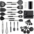 LeMuna Silicone Kitchen Utinsels Sets Heat Resistant Kitchen Utensils Set, Stainless Silicone Utensils Set for Nonstick Cookware, BPA Free, Dishwasher Safe