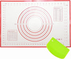 Large 24" x 16" Silicone Baking Mat | Non-Slip Pastry & Dough Mat with Dough scraper | Ideal for Rolling Out Pie Crusts, Fondant, and More | Oven-Safe Silicone Liner (24''L X 16''W)